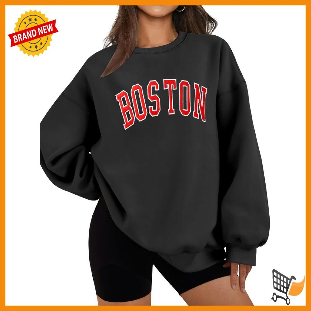 Oversized Fleece Crewneck Sweatshirt Women's Long Sleeve Pullover